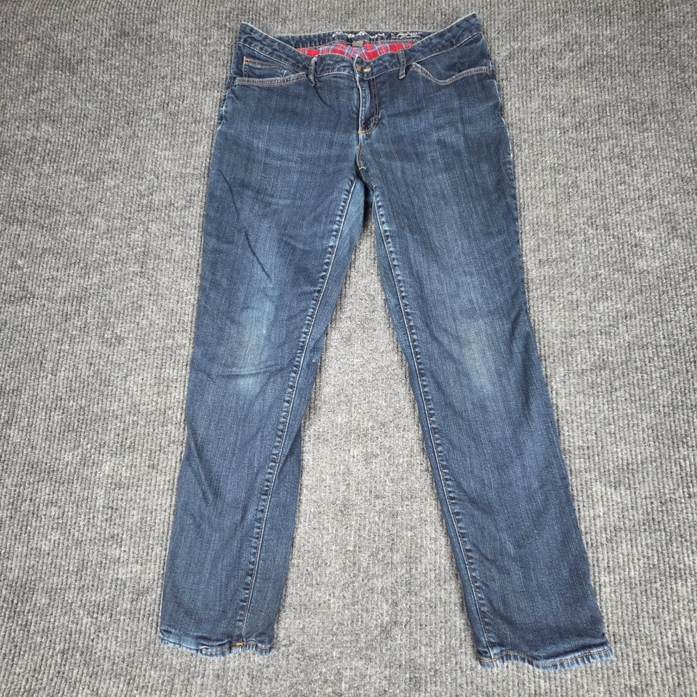 Eddie Bauer Women's Lined Jeans Boyfriend Fit Relaxed Fit Blue Denim‎ Size 12X30
